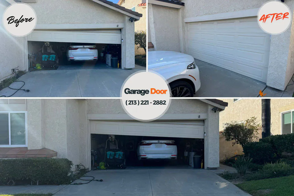 Before and after: garage door repair Germantown, WI